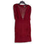 Womens Red Sleeveless Embellished Ruched Back Zip Bodycon Dress Size 8 image number 1