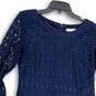 Womens Blue Lace Round Neck Back Zip Knee Length Sheath Dress Size 6 image number 3