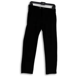 Womens Black Stretch Flat Front Pockets Straight Leg Dress Pants Size 2