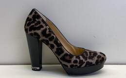 Michael Kors Leopard Print Calf Hair Platform Heels Multicolor 8