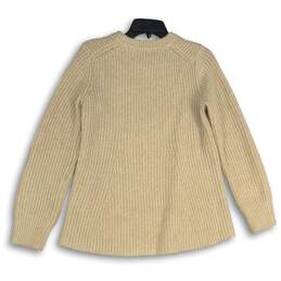 Athleta Womens Cream Ribbed Crew Neck Long Sleeve Pullover Sweater Size S alternative image