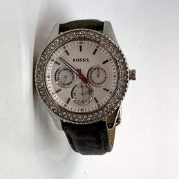 Designer Fossil ES2995 Brown Leather Belt Stainless Steel Analog Wristwatch