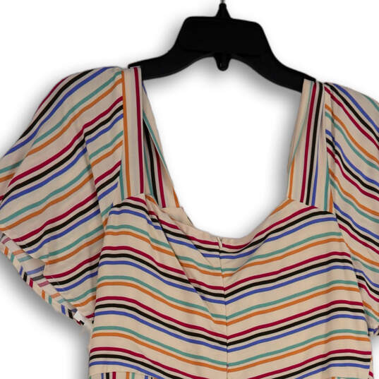 Womens Multicolor Striped Front Knot Short Sleeve Mini Dress Size Large image number 4