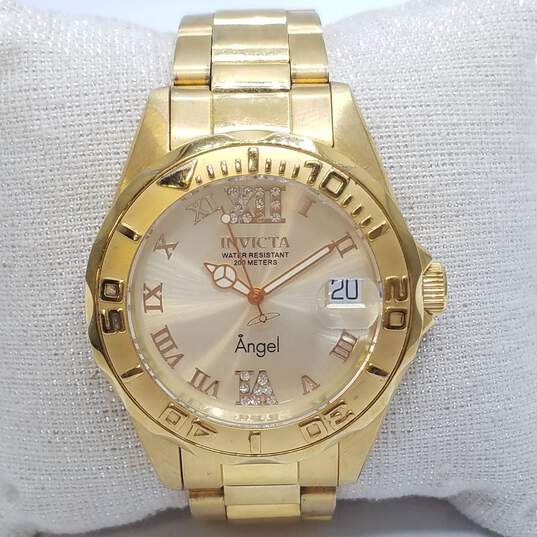 Invicta Swiss 14397 38mm WR 200M Angel Gold Metal Dial Lady's Date Watch 104.0g image number 2