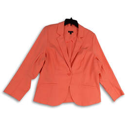 Womens Orange Notch Lapel Long Pockets Sleeve One Button Blazer Size 24