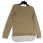 Womens Tan Knitted Long Sleeve Round Neck Pullover Sweater Size Small image number 2