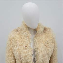 Vintage 1970s Cream Curly Lamb Fur Women's Coat Boho Jacket alternative image
