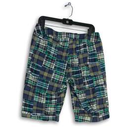 Carole Little Mens Blue Green Patchwork Slash Pocket Chino Shorts Size 8 alternative image