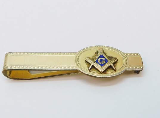 VNTG Gold Tone Masonic Cuff Links & Tie Clips 24.9g image number 3