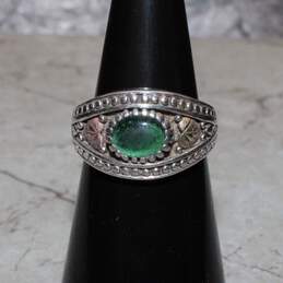 Coleman Sterling Silver 12K Black Hills Gold Accent Green Accent Ring Size 6.75 - 5.9g alternative image