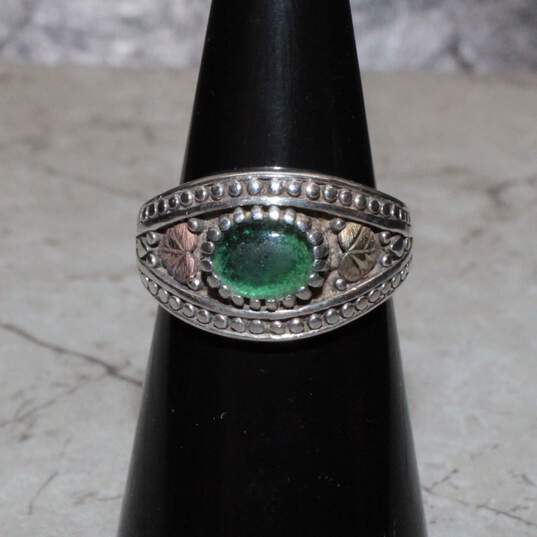 Coleman Sterling Silver 12K Black Hills Gold Accent Green Accent Ring Size 6.75 - 5.9g image number 2