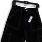 NWT Womens Black Flat Front Pockets Straight Leg Cargo Pants Size 00 image number 3