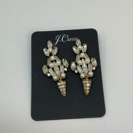 Designer J. Crew Gold-Tone Crystal and Pearl Chandelier Drop Earrings alternative image