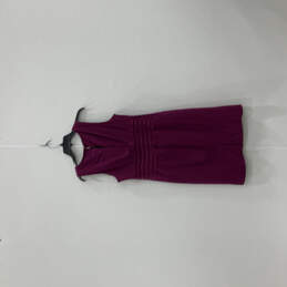 Womens Purple Sleeveless Round Neck Regular Fit Back-Zip Shift Dress Sz 12 alternative image