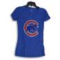 Wright & Ditson Womens Blue Red Chicago Cubs Baseball Pullover T-Shirt Size M image number 1