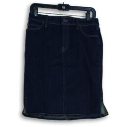 Chico's Womens Blue Denim 5-Pocket Design Straight & Pencil Skirt Size 0