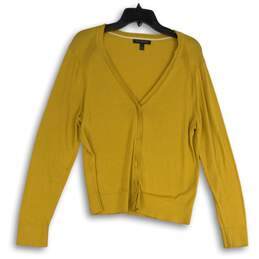 Banana Republic Womens Yellow Long Sleeve Button Front Cardigan Sweater Size L