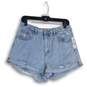 NWT Pacsun Womens Light Blue Denim Distressed Medium Wash Mom Shorts Size 29 image number 1
