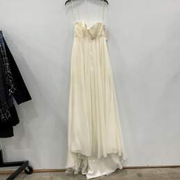 NWT Womens Ivory Chiffon Strapless Crinkle Sheath Wedding Dress Size 10