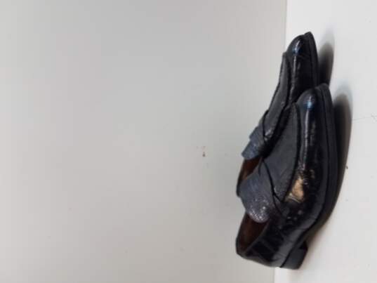 Black Leather  Genuine Snake Dress Shoes Men's Size 12 image number 3