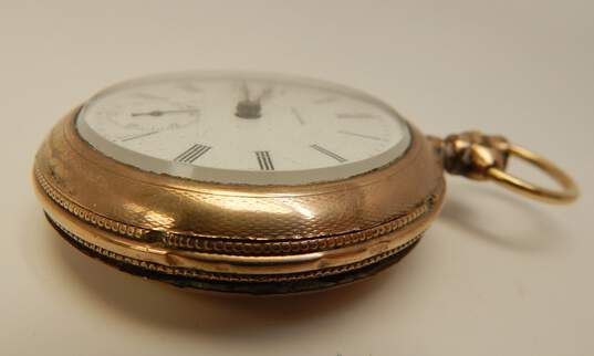 Antique Waltham Gold Filled 7 Jewels Open Face Etched Case Pocket Watch 123.7g image number 3