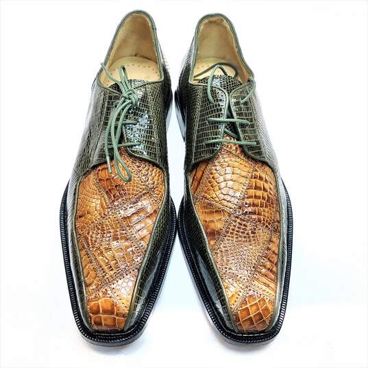 Belvedere Green Genuine Alligator Leather Dress Oxford Shoes Men's Size 7 M image number 6