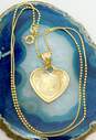 18K Gold Etched Capricorn Heart Pendant Fancy Ball Bead Chain Necklace 4.5g image number 1