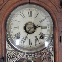 Antique E N Welch Spring & Co. Wood Carved Parlor Mantel Clock w/ Pendulum & Key alternative image