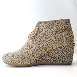 TOMS Kala Cheetah Print Leather Wedge Lace Up Boots Size 8.5 alternative image