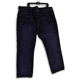 Womens Blue Denim Medium Wash 5-Pocket Design Straight Leg Jeans Size 48/32