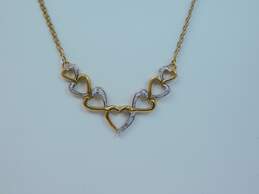 10k Yellow Gold Diamond Accent Graduated Open Heart Necklace 6.4g alternative image