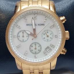 Women's Michael Kors Crystal MOP Dial Chronograph Stainless Steel Watch