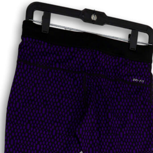 Womens Purple Polka Dot Elastic Waist Pull On Compression Leggings Size M image number 4