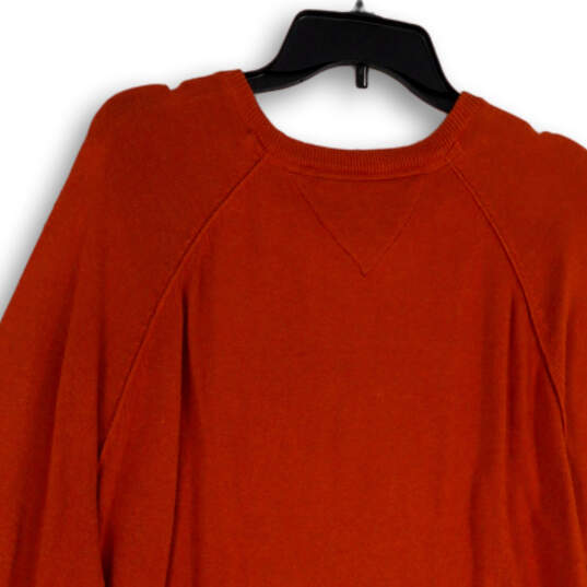 Mens Orange Knitted Round Neck Long Sleeve Pullover Sweater Size XL image number 4