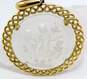 Vintage Crown Trifari Virgo Zodiac Astrology Carved Glass & Gold Tone Medallion Pendant 16.6g image number 1