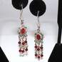 Bundle Of 3 Sterling Silver Red Accent Earrings - 20.3g image number 3