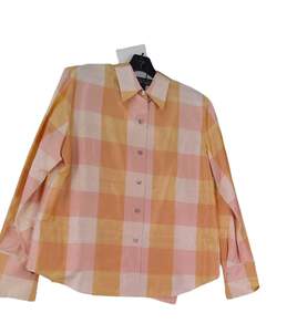 Linda Allard Womens Multicolor Plaid Long Sleeve Formalwear Dress Shirt Size 14