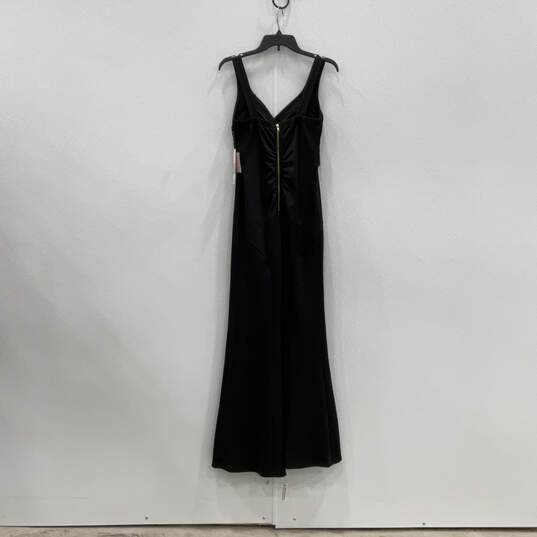 NWT Womens Black Pleated Sleeveless V-Neck Back Zip Maxi Dress Size Medium image number 2