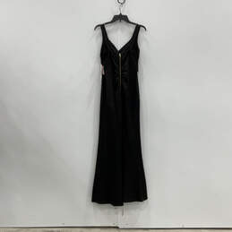 NWT Womens Black Pleated Sleeveless V-Neck Back Zip Maxi Dress Size Medium alternative image