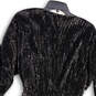 NWT Womens Black Sequin Long Sleeve V-Neck Cinch Waist Mini Dress Size 38 image number 4