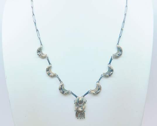 Vintage Spun Sterling Silver Necklace & Bracelet & Purple Glass Faux Pearl Brooch 20.5g image number 2