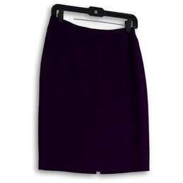 Womens Purple Flat Front Back Zip Straight And Pencil Skirt Size 2