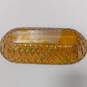 Vintage Yellow Carnival Glass Weave Design Dish image number 3
