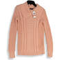 NWT Womens Pink Collared Long Sleeve Ribbed Knit Pullover Sweater Size XS image number 3
