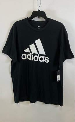 NWT Adidas Mens Black Cotton Short Sleeve Crew Neck Pullover T-Shirt Size 2XL