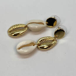 Designer J. Crew Gold-Tone Shell Push Back Fashionable Dangle Earrings alternative image