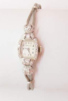 Vintage 14K White Gold Case & Band Hamilton 0.45 CTTW Diamond Ladies Watch 13.7g