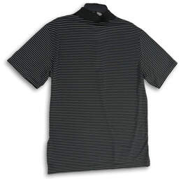 NWT Mens Black White Striped Dri-Fit Short Sleeve Golf Polo Shirt Size L alternative image