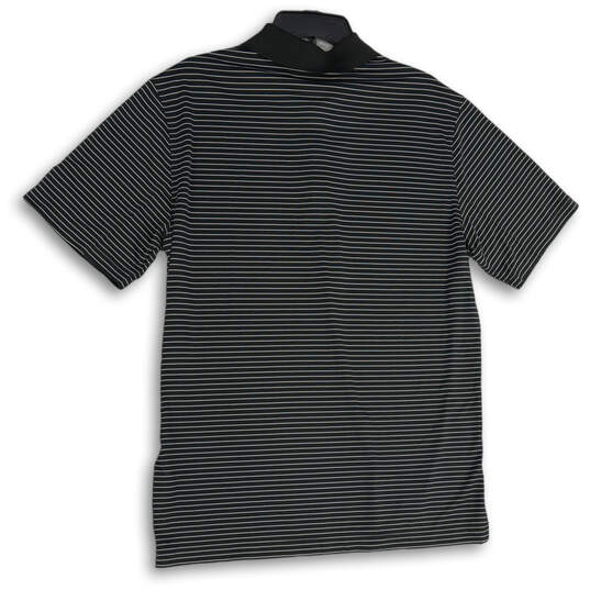 NWT Mens Black White Striped Dri-Fit Short Sleeve Golf Polo Shirt Size L image number 2