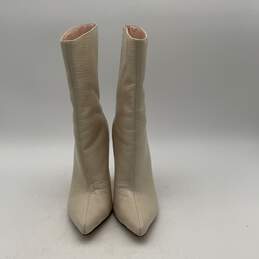 Azalea Wang Womens White Leather Rhinestone Stiletto Heel Ankle Booties Size 7.5